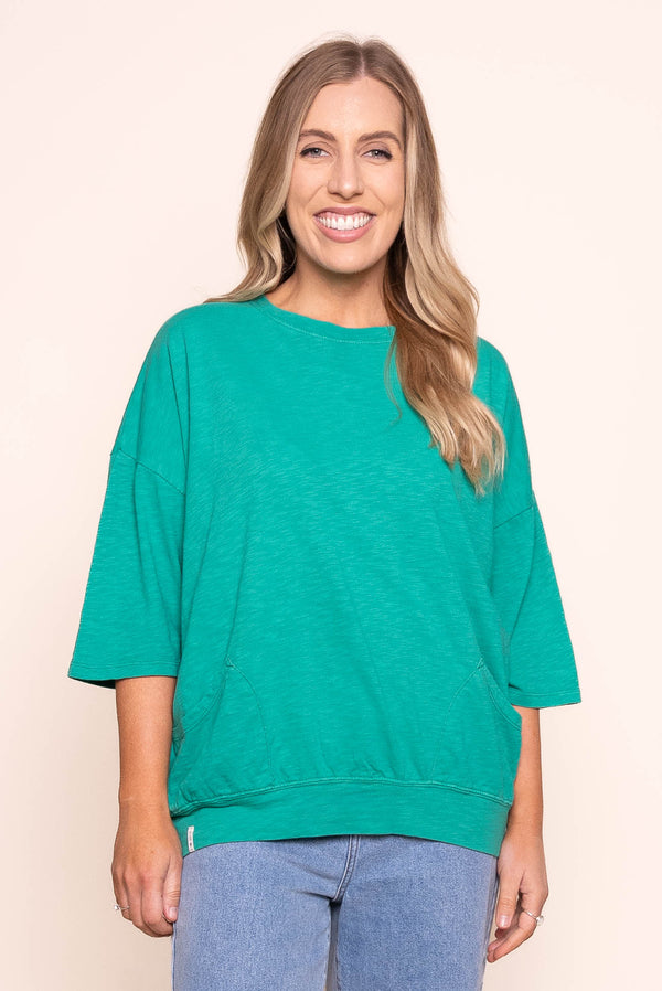 Mazie Sweat Top in Turquoise - Elm
