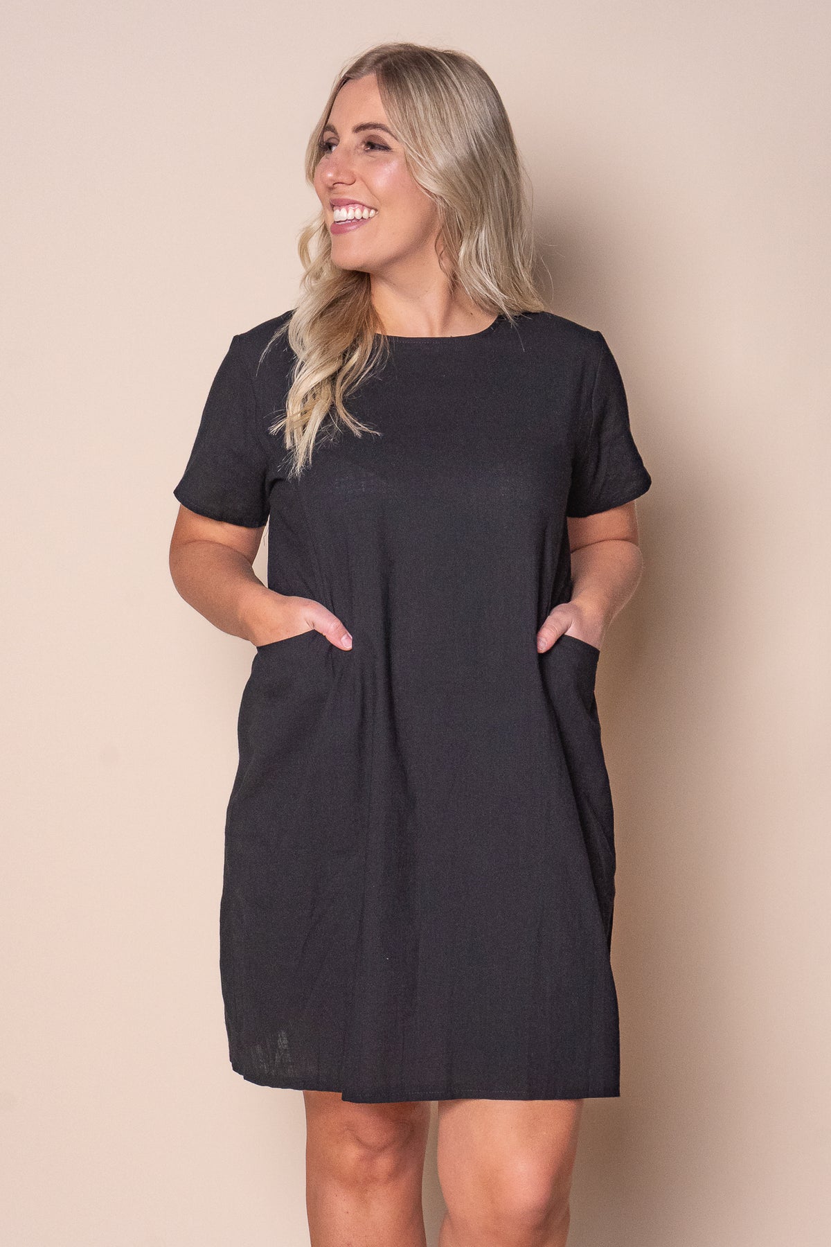 Deanna 100% Cotton Dress in Black