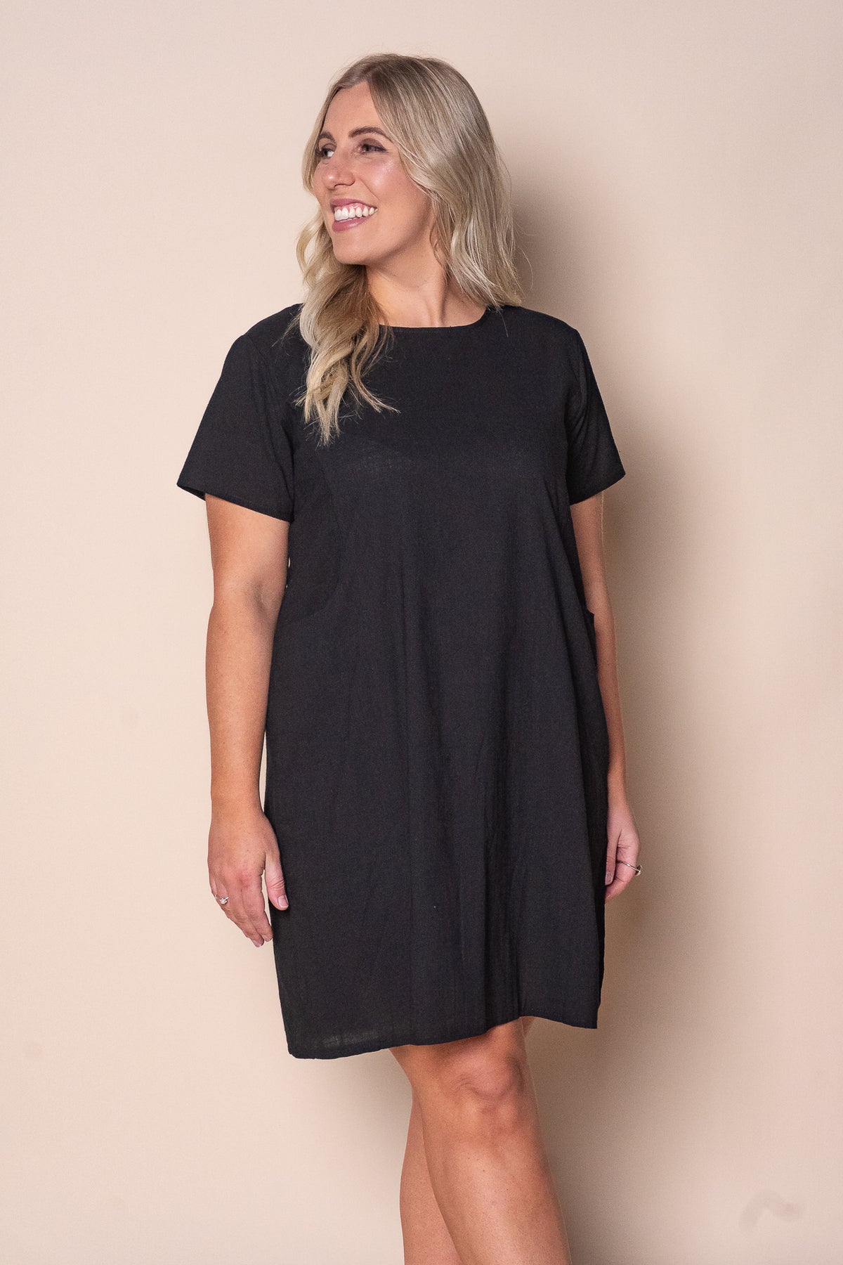 Deanna 100% Cotton Dress in Black
