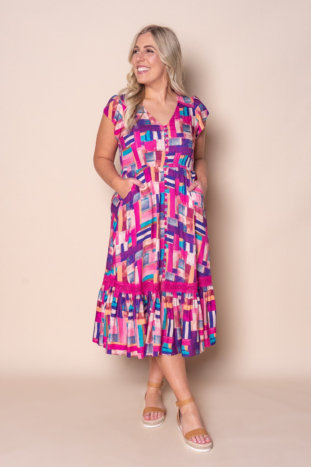 Alexa Midi Dress in Pink