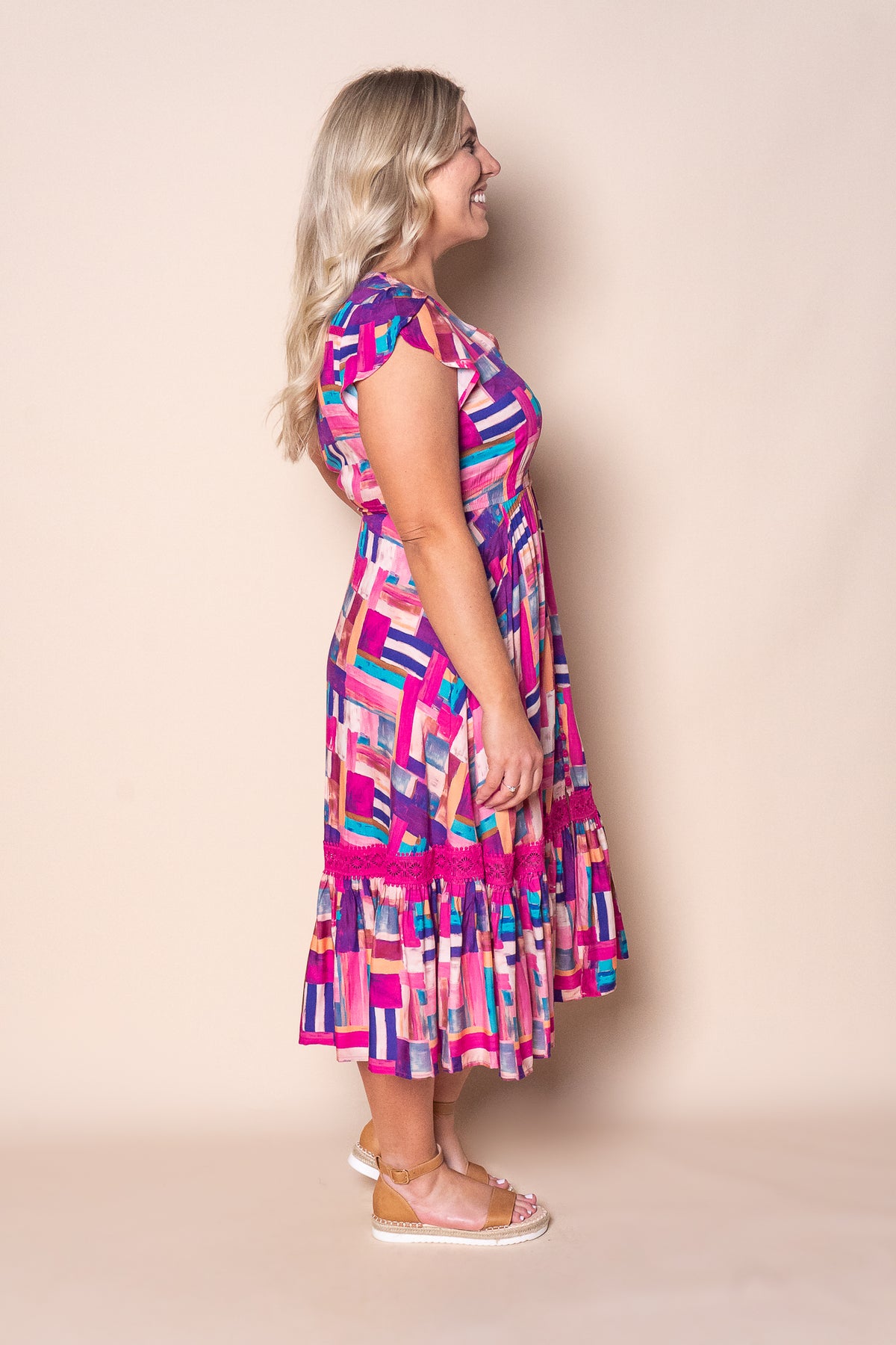 Alexa Midi Dress in Pink