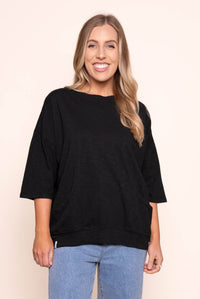 Mazie Sweat Top in Black - Elm