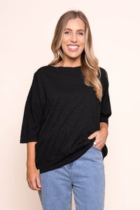 Mazie Sweat Top in Black - Elm