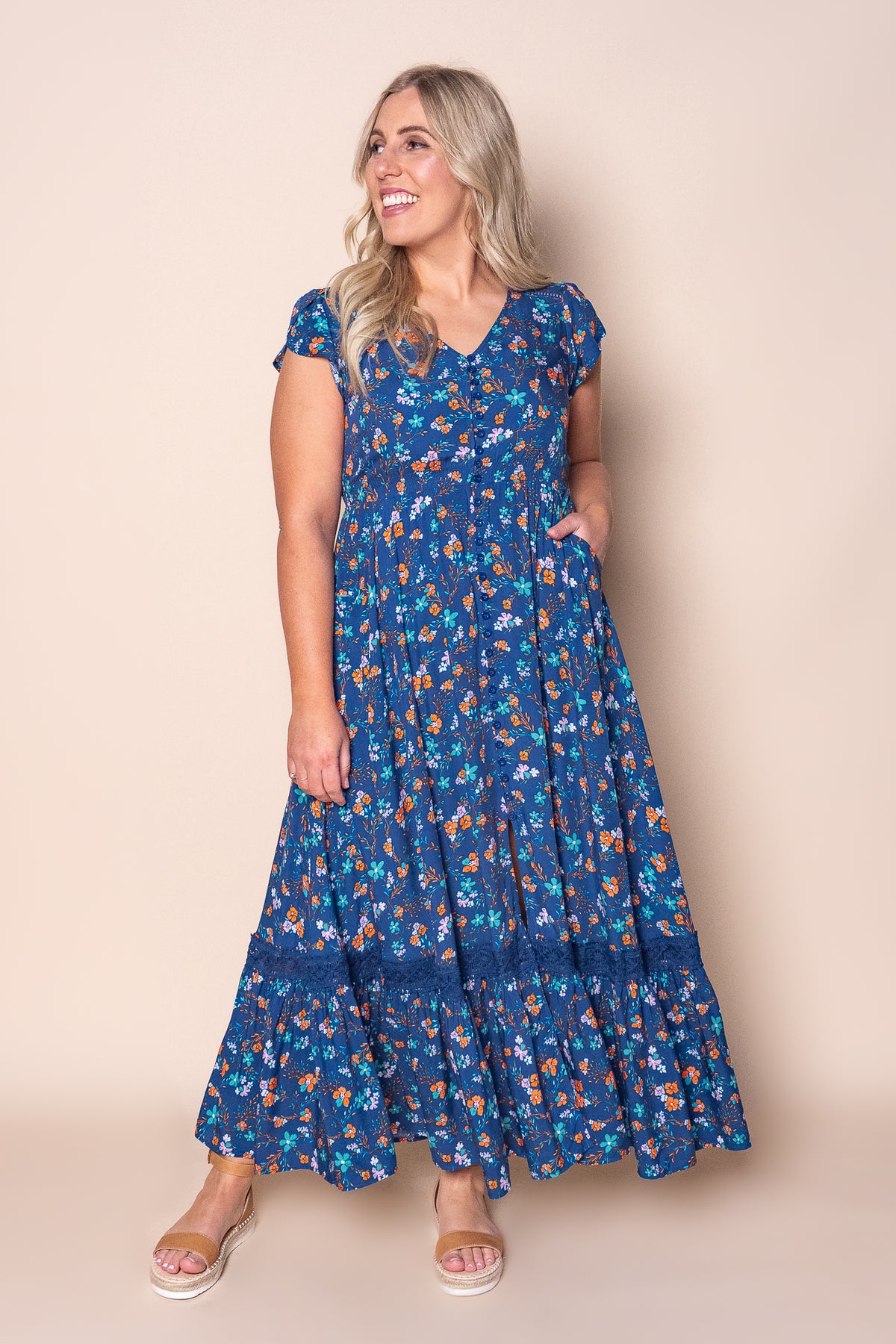 Floriana Maxi Dress in Royal Blue