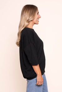 Mazie Sweat Top in Black - Elm