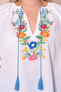 Danique Embroidered Floral Top in White