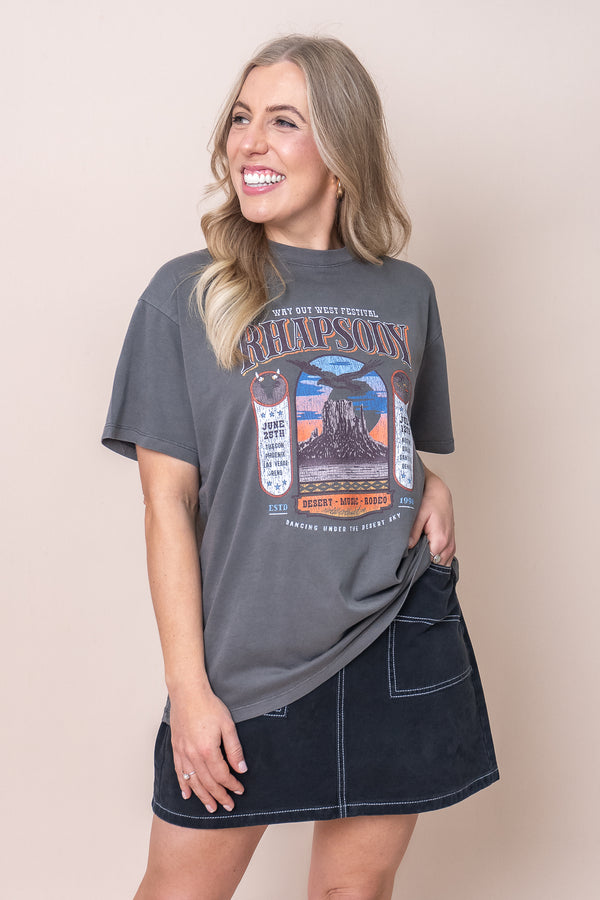 Sky Dance Oversized Tee in Charcoal - All About Eve