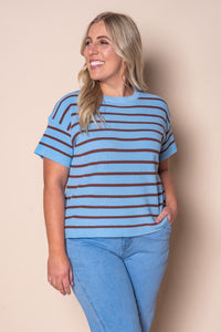 Kiley S/S Striped Knit Top in Blue