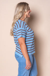 Kiley S/S Striped Knit Top in Blue