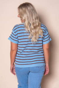 Kiley S/S Striped Knit Top in Blue