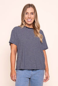 Hutch Stripe Tee in Navy/White - Foxwood