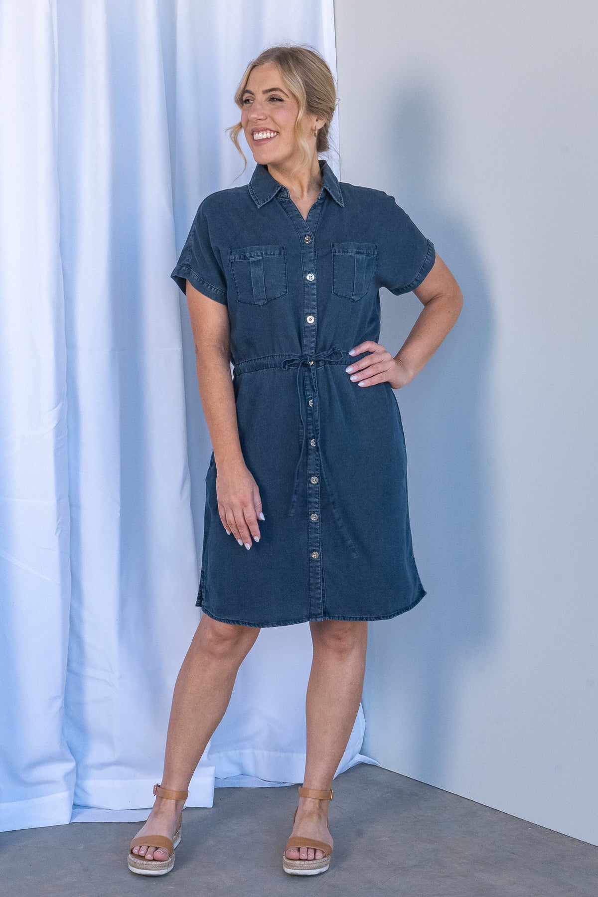 Walker Dress in Dark Denim