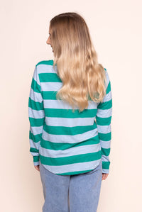 Spritz Stripe L/S Tee in Turquoise/Light Blue Stripe - Elm