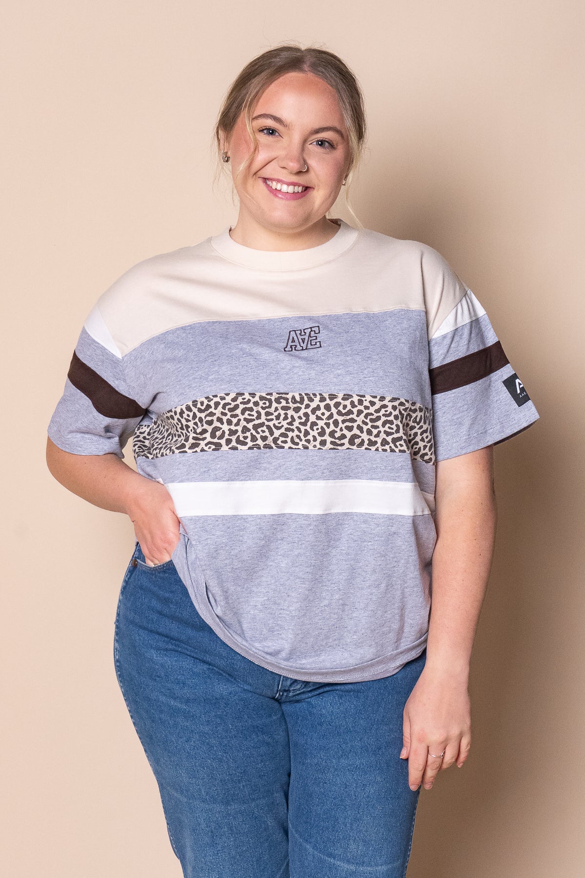 Athletica Panel Box Tee in Grey Marle - All About Eve