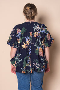 Danica S/S Floral Top in Navy