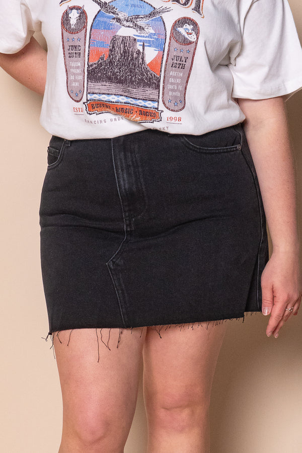Margot Denim Skirt in Washed Black - All About Eve