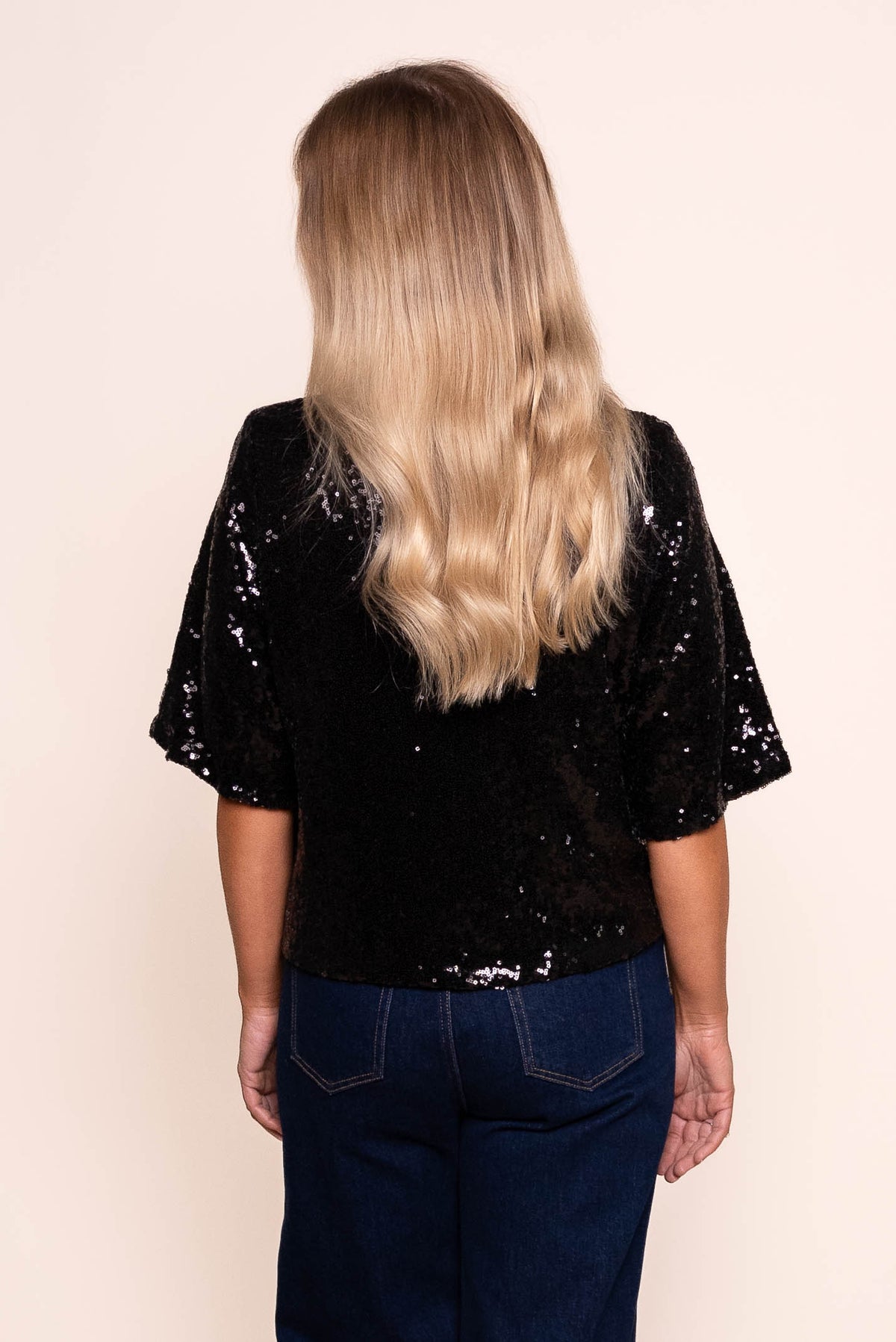 Niki Sequin Top in Black