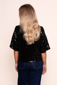 Niki Sequin Top in Black