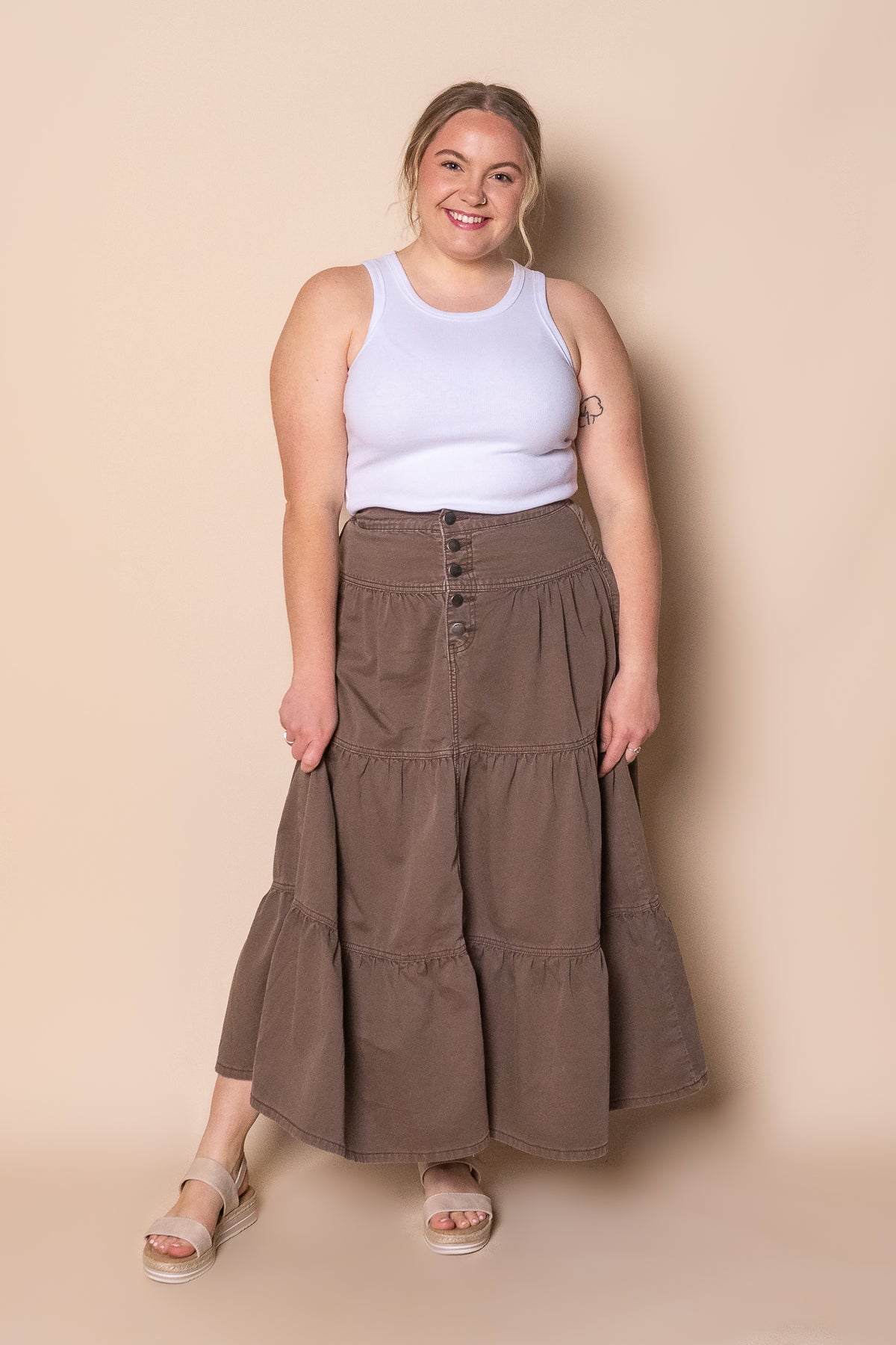 Coco Denim Maxi Skirt in Cocoa - All About Eve