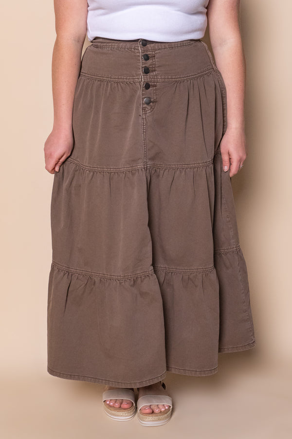 Coco Denim Maxi Skirt in Cocoa - All About Eve