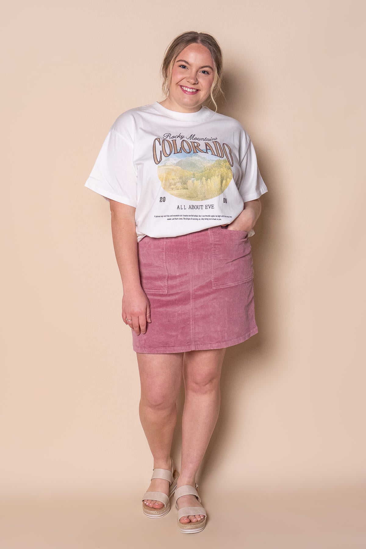 Bailey Cord Skirt in Quartz Pink - All About Eve