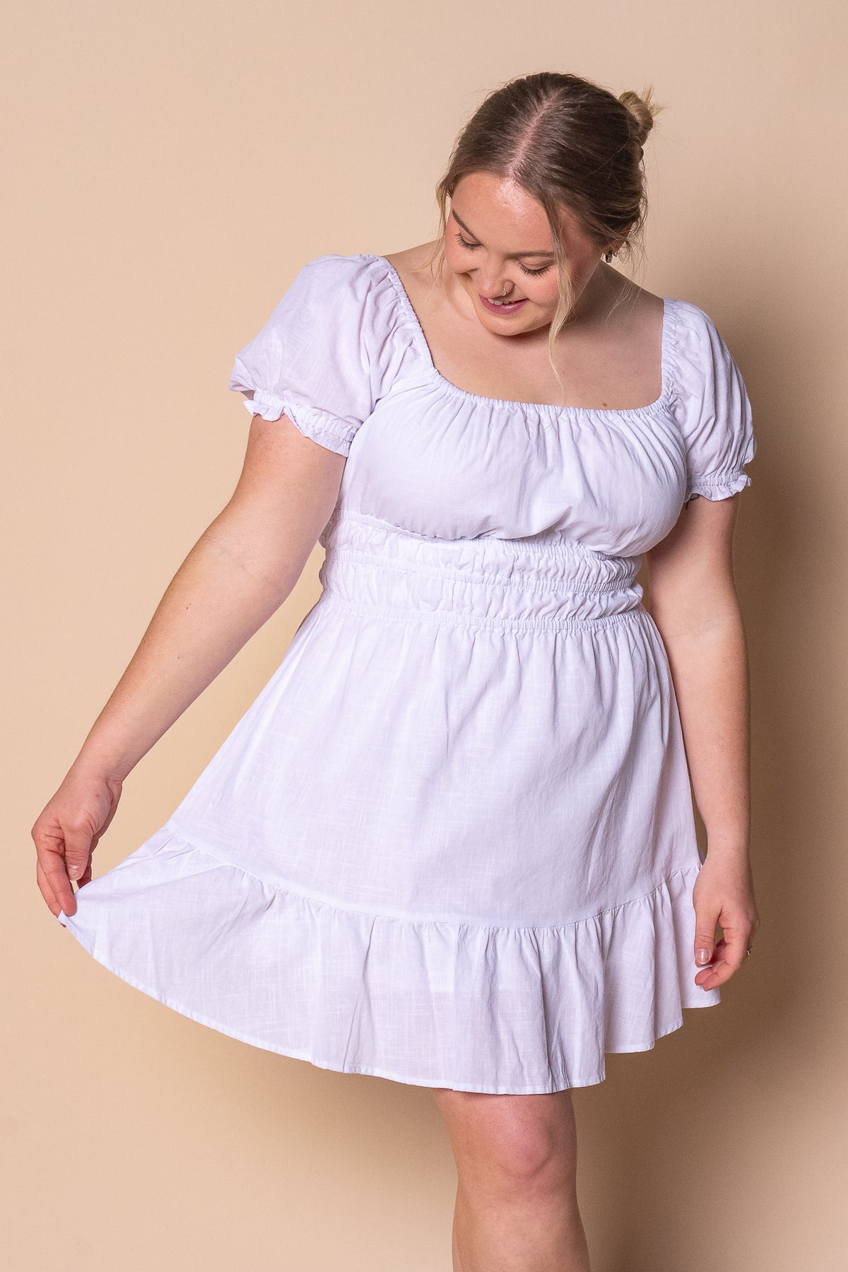 Essential SS Mini Dress in White - All About Eve