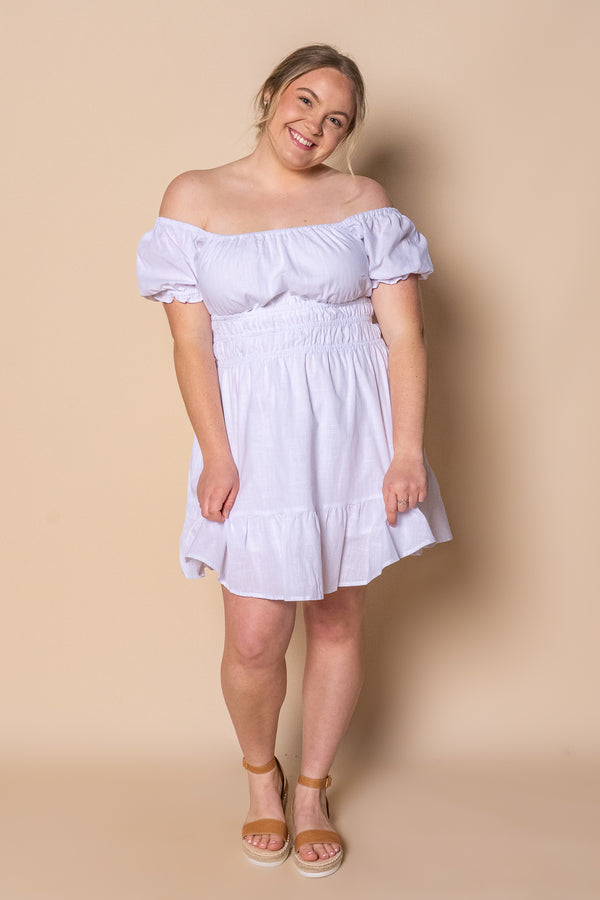 Essential SS Mini Dress in White - All About Eve