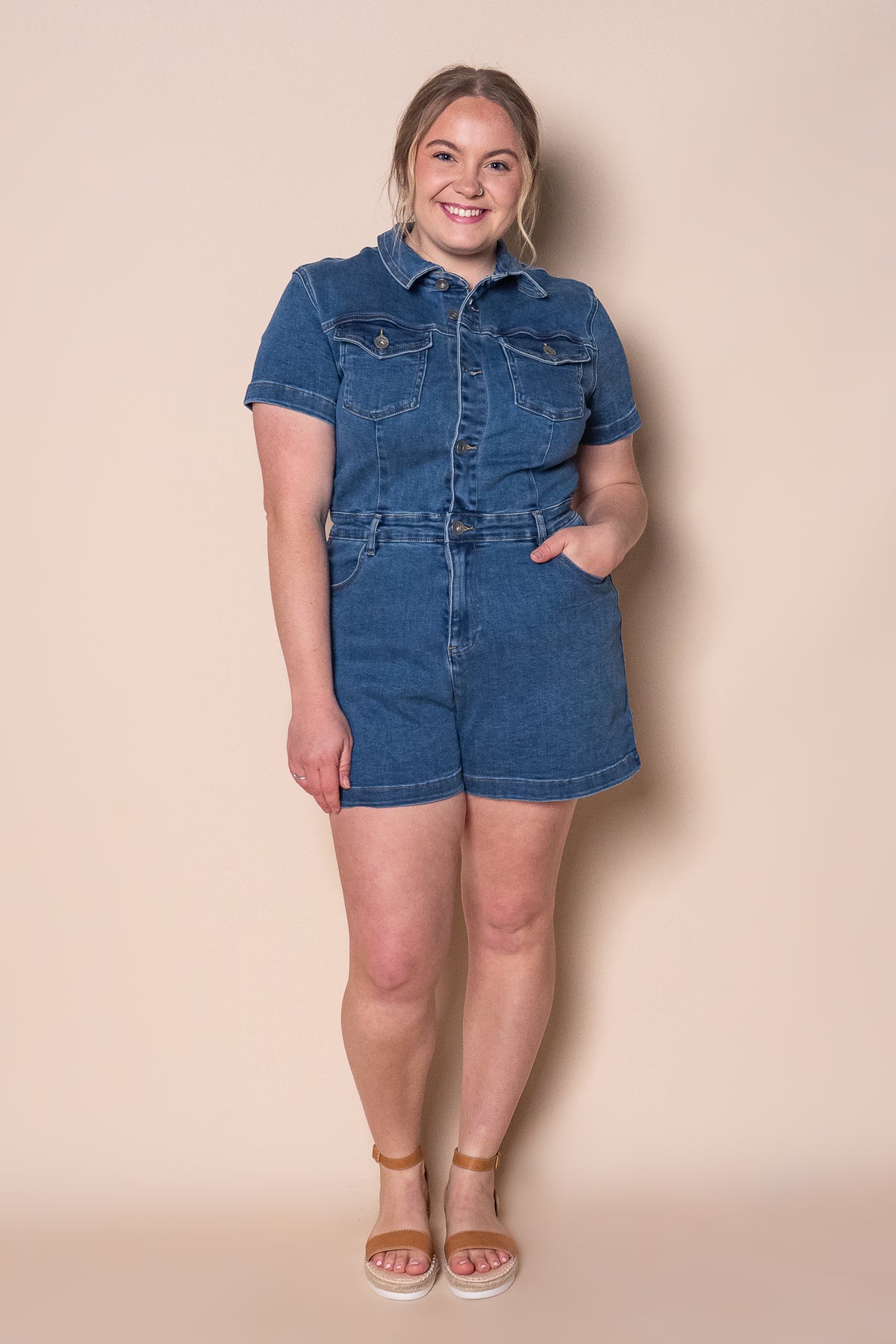 Wilder Playsuit in Mid Blue - Silent Theory