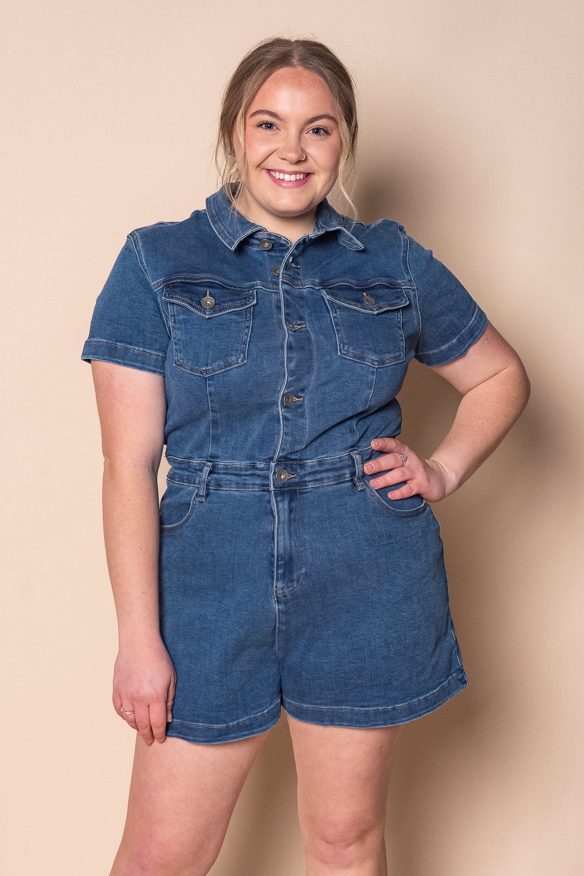 Wilder Playsuit in Mid Blue - Silent Theory