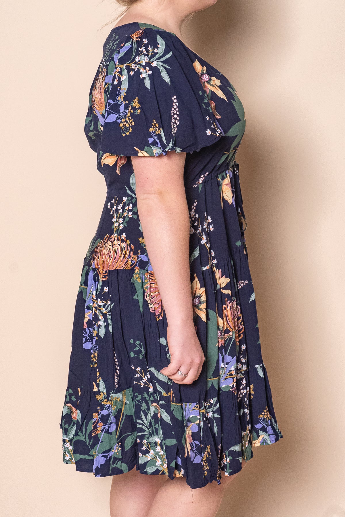 Vallie Floral Dress in Navy