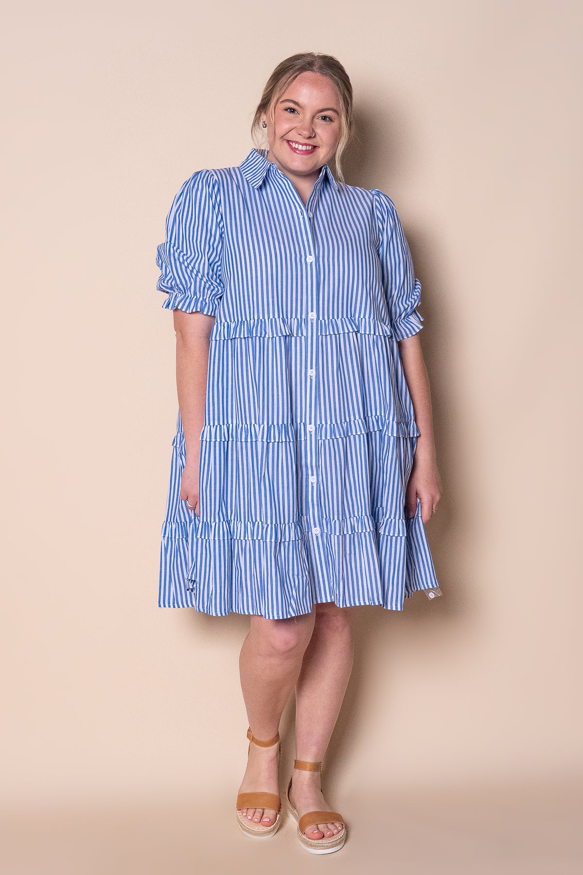 Reyna Striped Dress in Blue