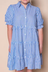 Reyna Striped Dress in Blue