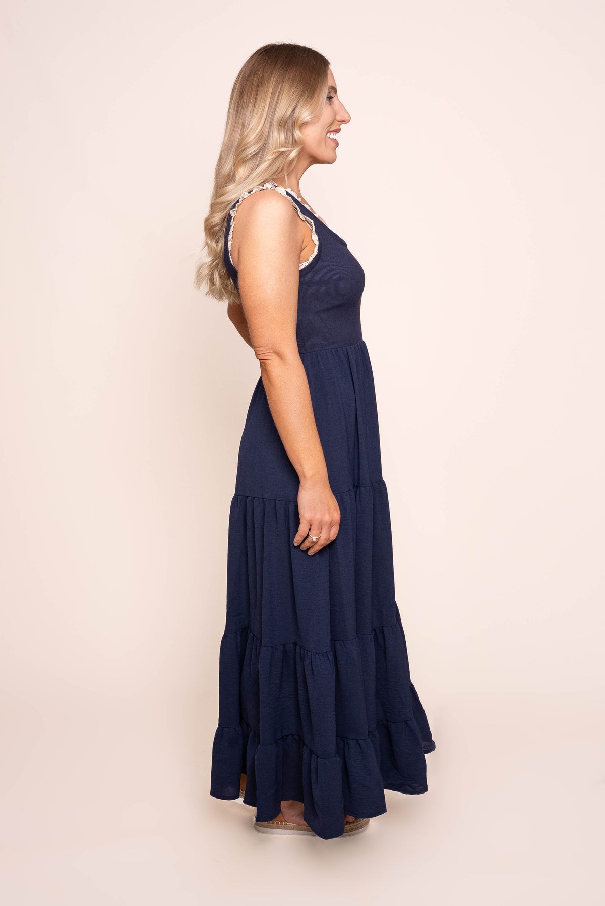 Libby Midi Dress in Navy