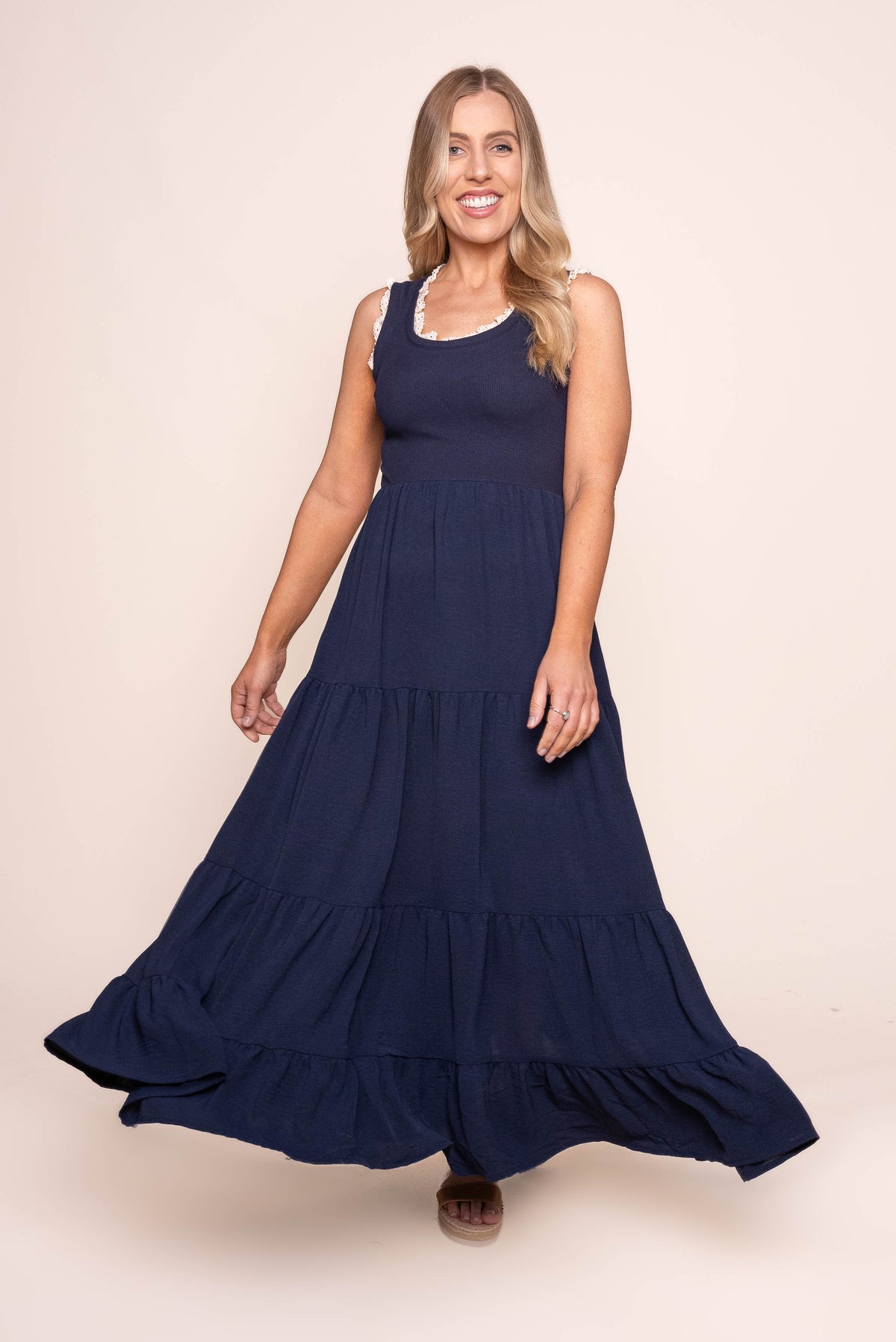 Libby Midi Dress in Navy