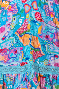 Vespera Cap Sleeve Dress in Turquoise