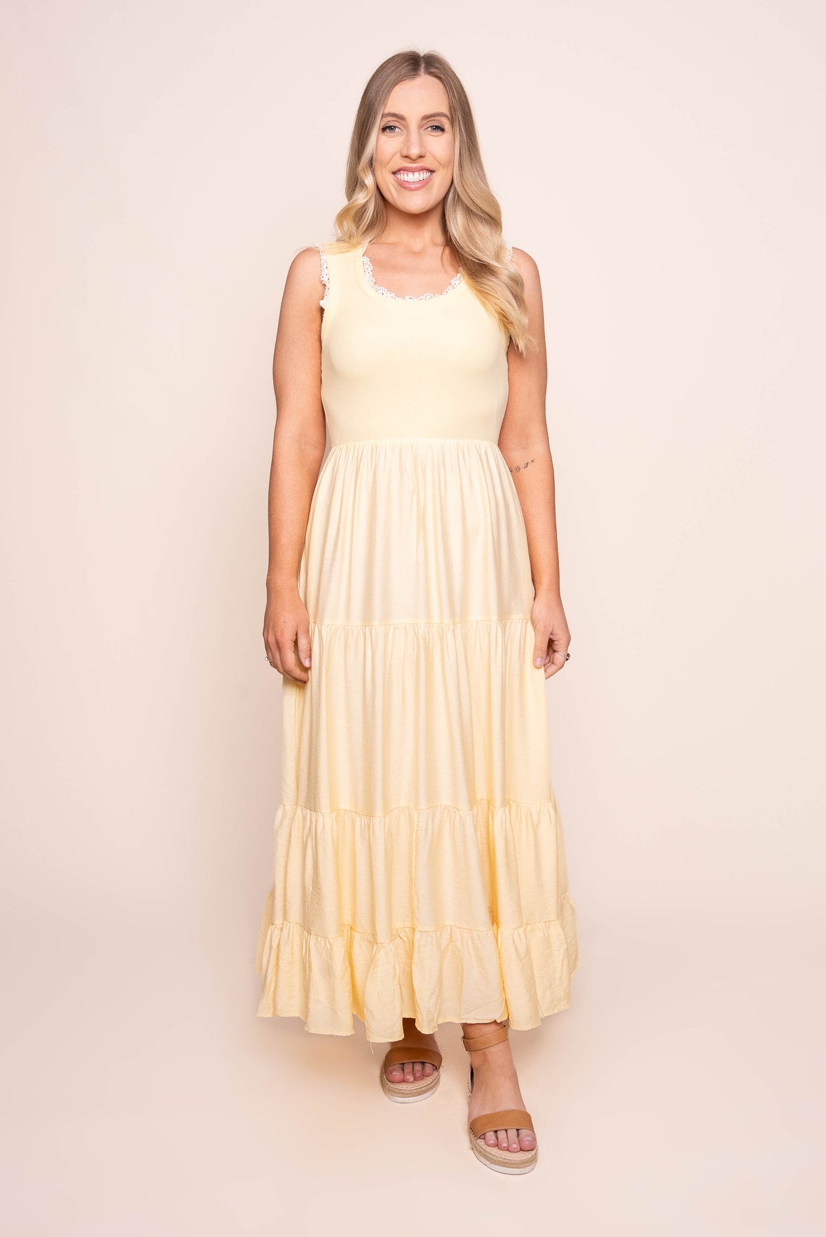 Libby Midi Dress in Mellow Yellow
