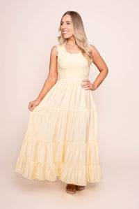 Libby Midi Dress in Mellow Yellow