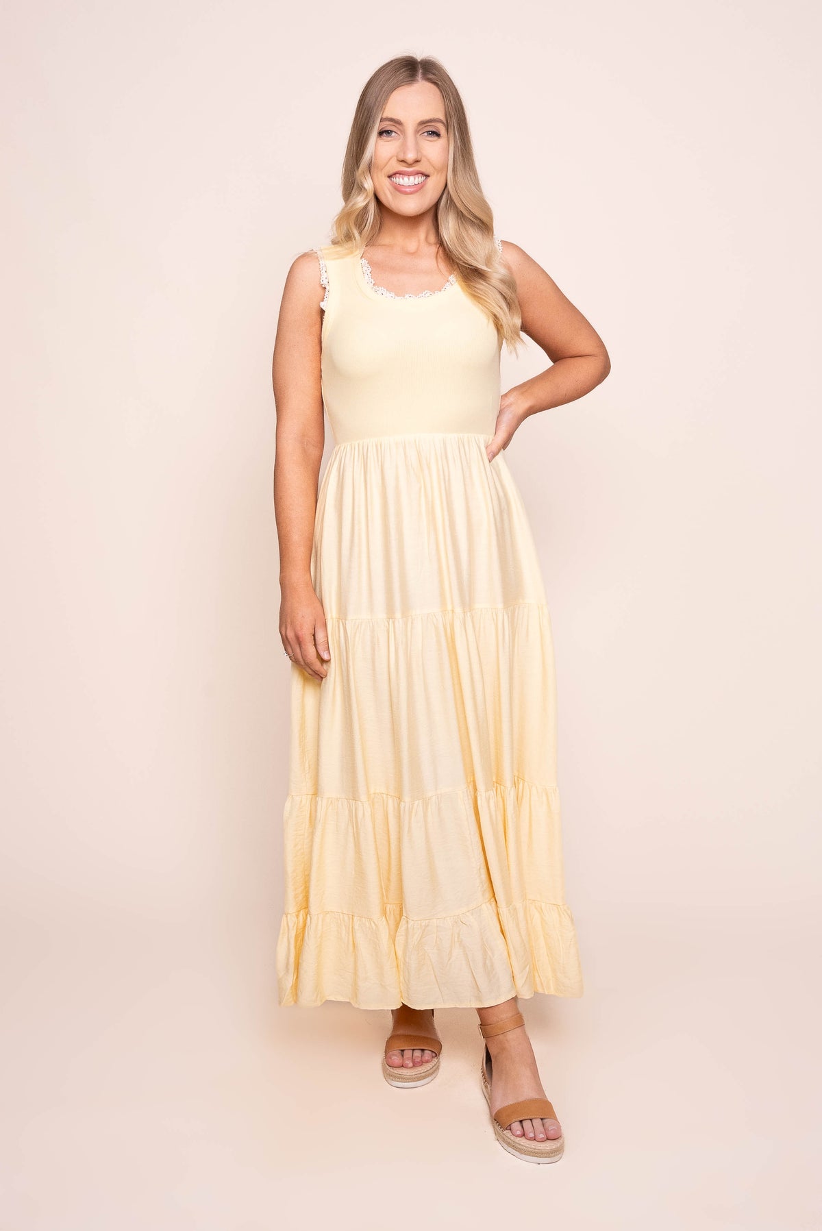 Libby Midi Dress in Mellow Yellow