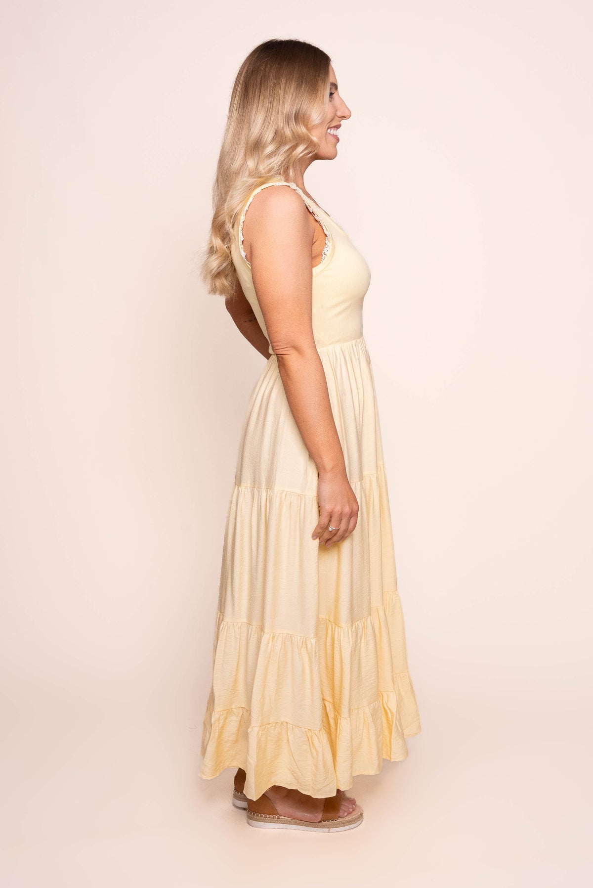 Libby Midi Dress in Mellow Yellow