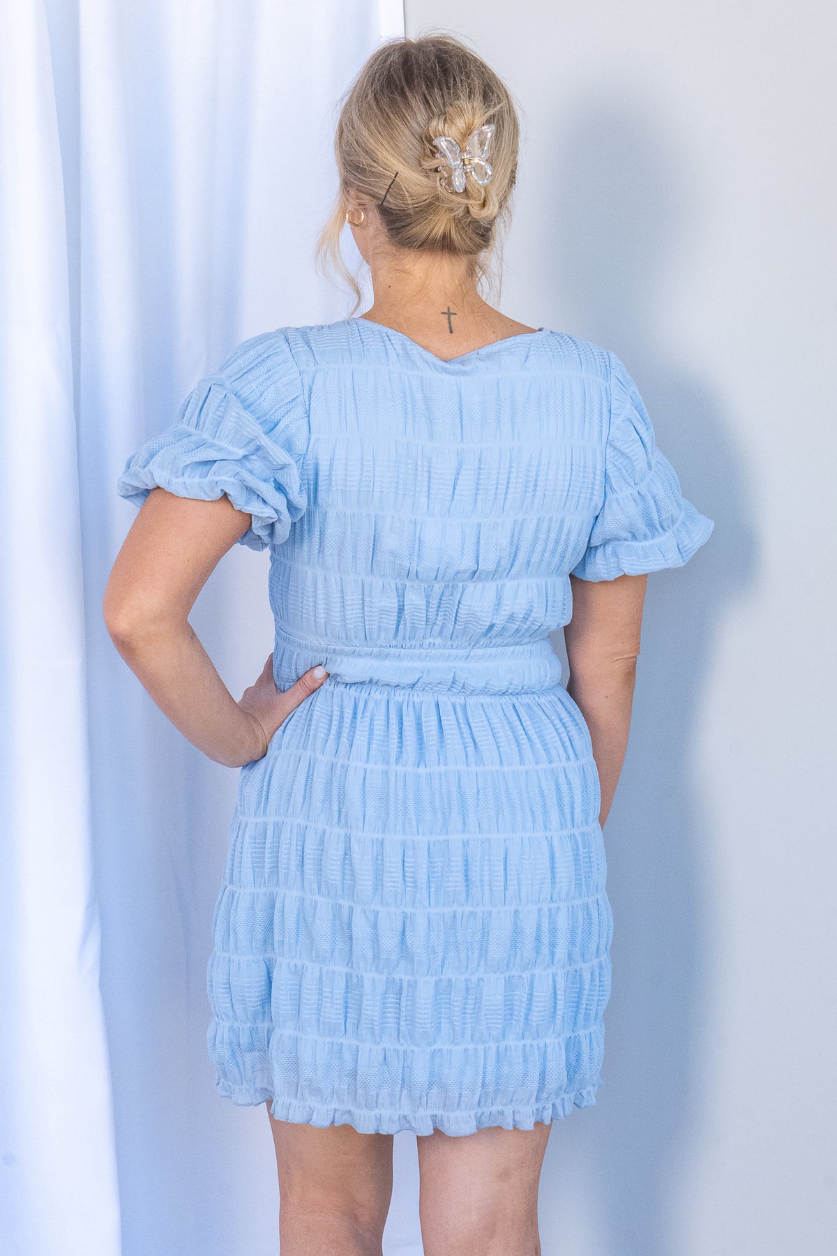 Maude Mini Dress in Ocean Blue - All About Eve