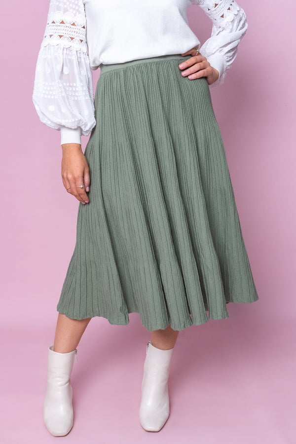 Nita Knit Skirt in Khaki