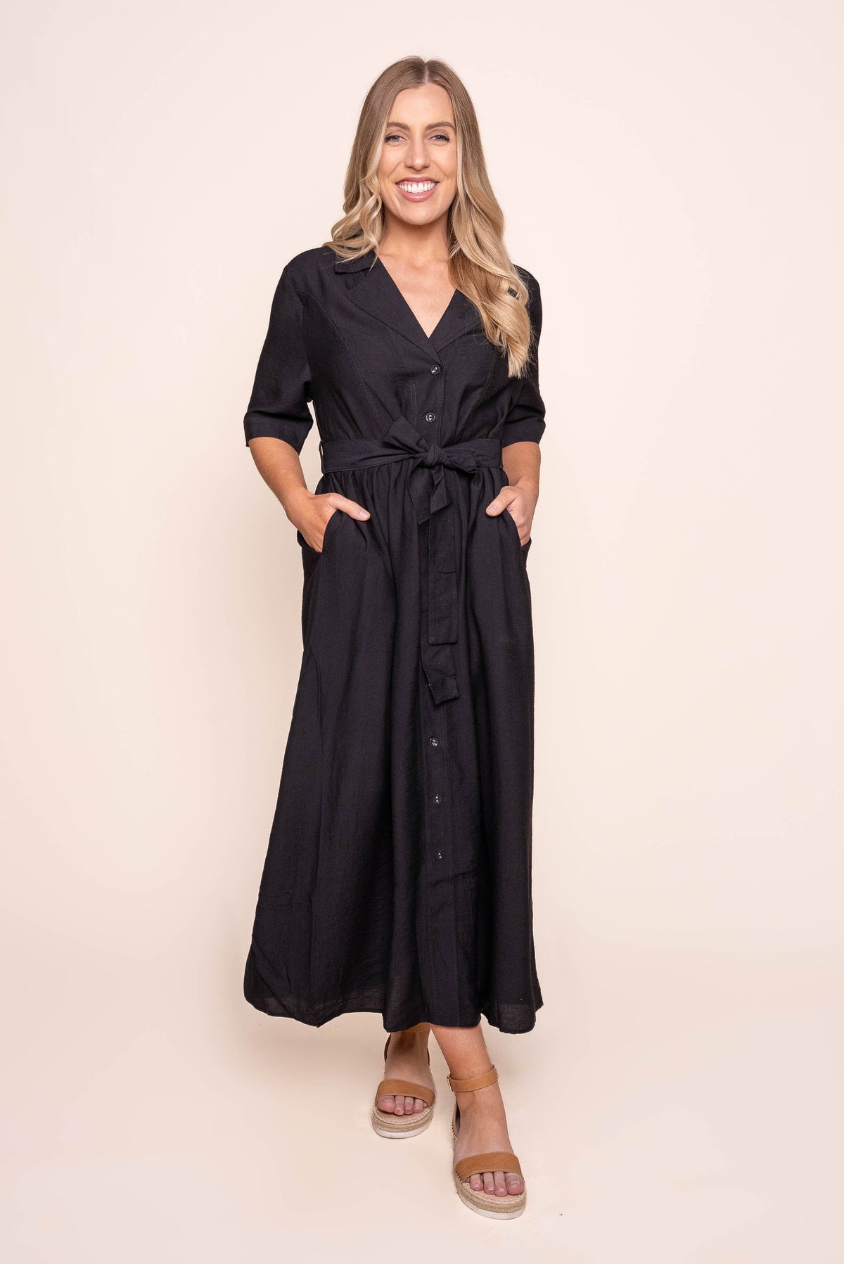 Davina Midi Dress in Black