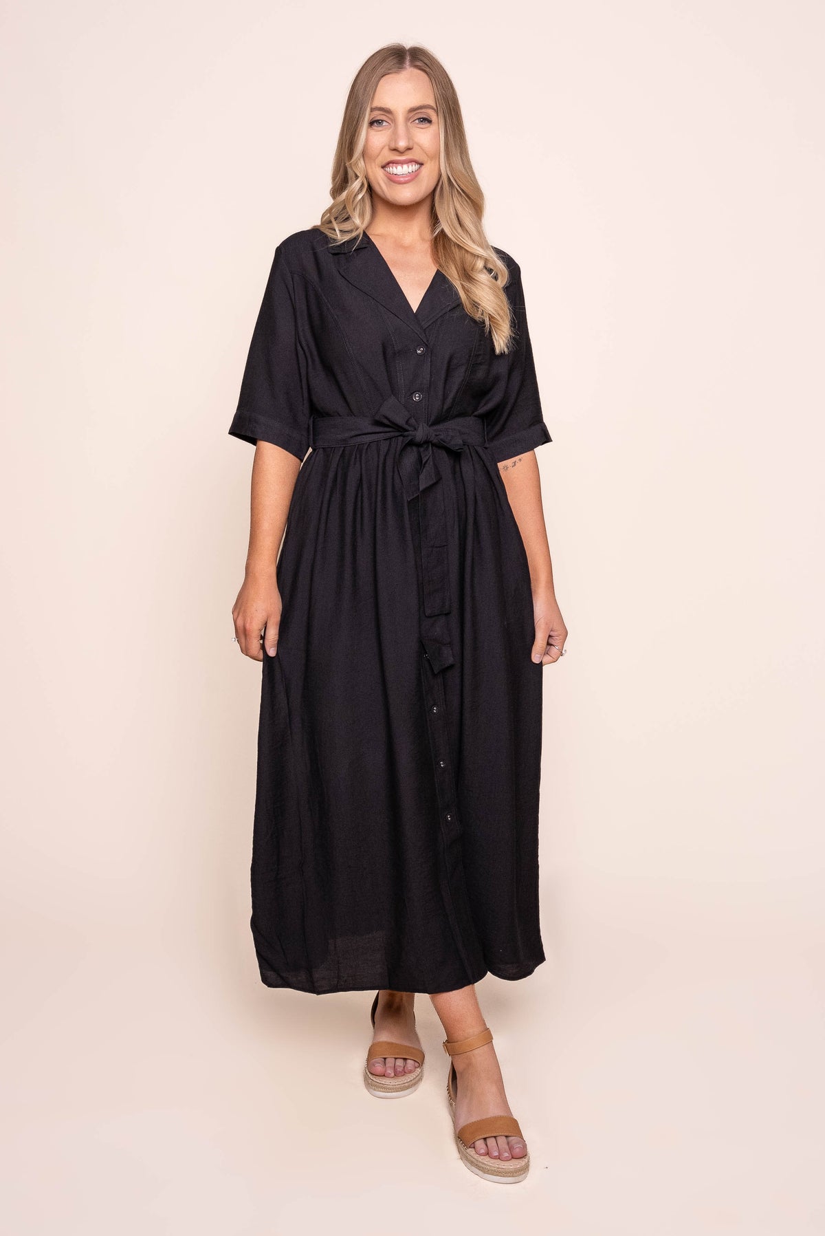 Davina Midi Dress in Black