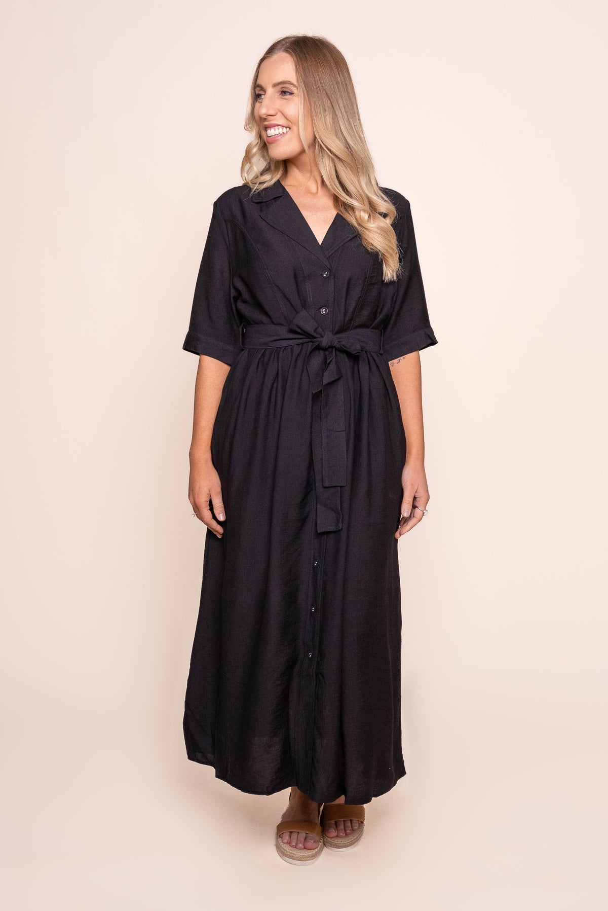 Davina Midi Dress in Black