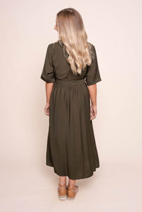 Davina Midi Dress in Olive Green