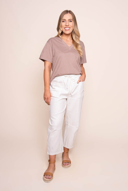 Arli Barrel Leg Denim Pants in White