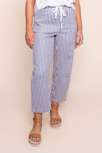 Zoe Barrel Leg Stripe Pants in White