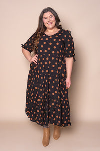 Gayle Polka Dot Midi Dress in Black
