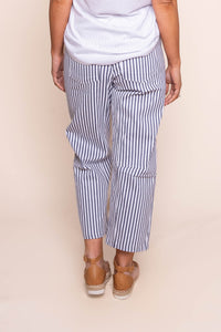 Zoe Barrel Leg Stripe Pants in White