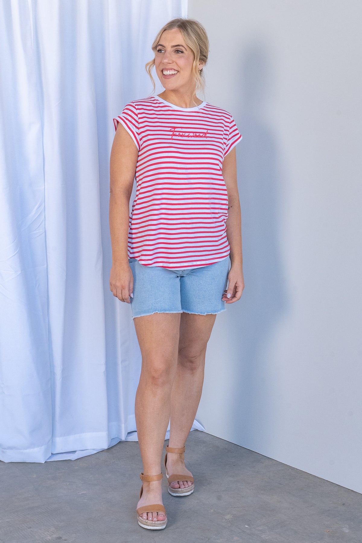 Signature Stripe Tee in Cayenne - Foxwood